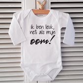 Baby Rompertje met tekst | Ik ben leuk net als mijn oom!  |  lange mouw | wit met zwart | maat 74/80   cadeautje zwangerschap aankondiging geboorte je wordt bent ( weer) oom geword