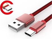LDNIO LS60 Rood 1 Meter USB C Kabel Snellader OplaadKabel - geschikt voor o.a Samsung Galaxy Note 8 9 S8 S9 Plus