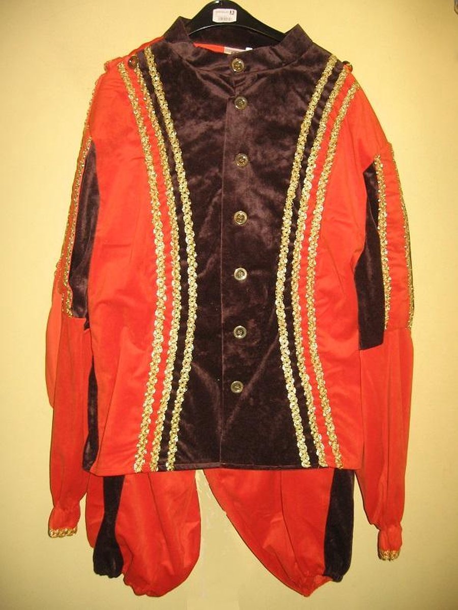 Hoofdpiet kostuum fluweel oranje/bruin  mt XL