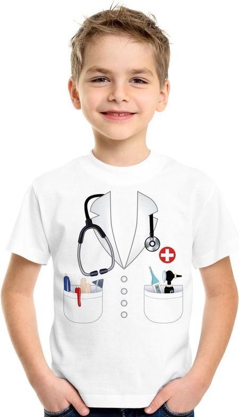 Dokter kostuum wit shirt voor kinderen - Hulpdiensten verkleedkleding
