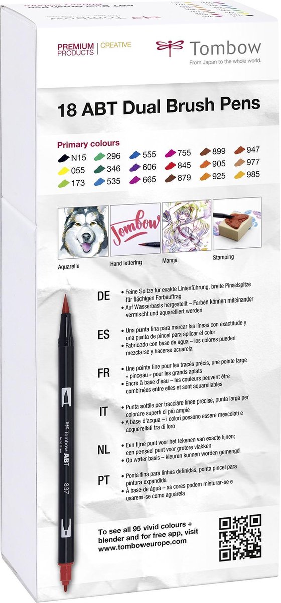 Tombow ABT Dual brush tekenpennen - Brushpennen - set van 18 kleuren - Primaire kleuren — afbeelding 7