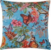 The Cushion Shop Butterfly Paradise - Sierkussenhoes - 44x44 cm - Blauw