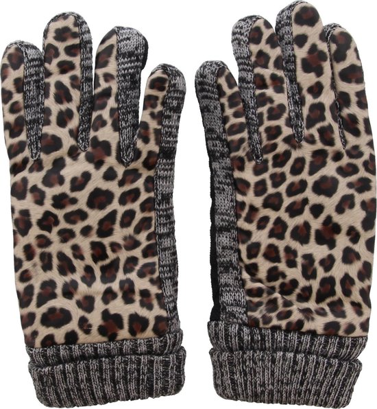 Datum mengen Datum Handschoenen met Panterprint - Luipaard - Dames - One Size - Grijs en Beige  - Dielay | bol.com