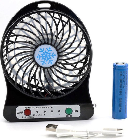 Oplaaderbare ventilator Handventilator Op Batterij 3 Standen USB Ventilator