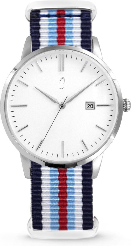 Colori Nato Connaisseur 5-COL496 - Horloge - nato - blauw/ wit/ rood - ø 40  mm | bol.com