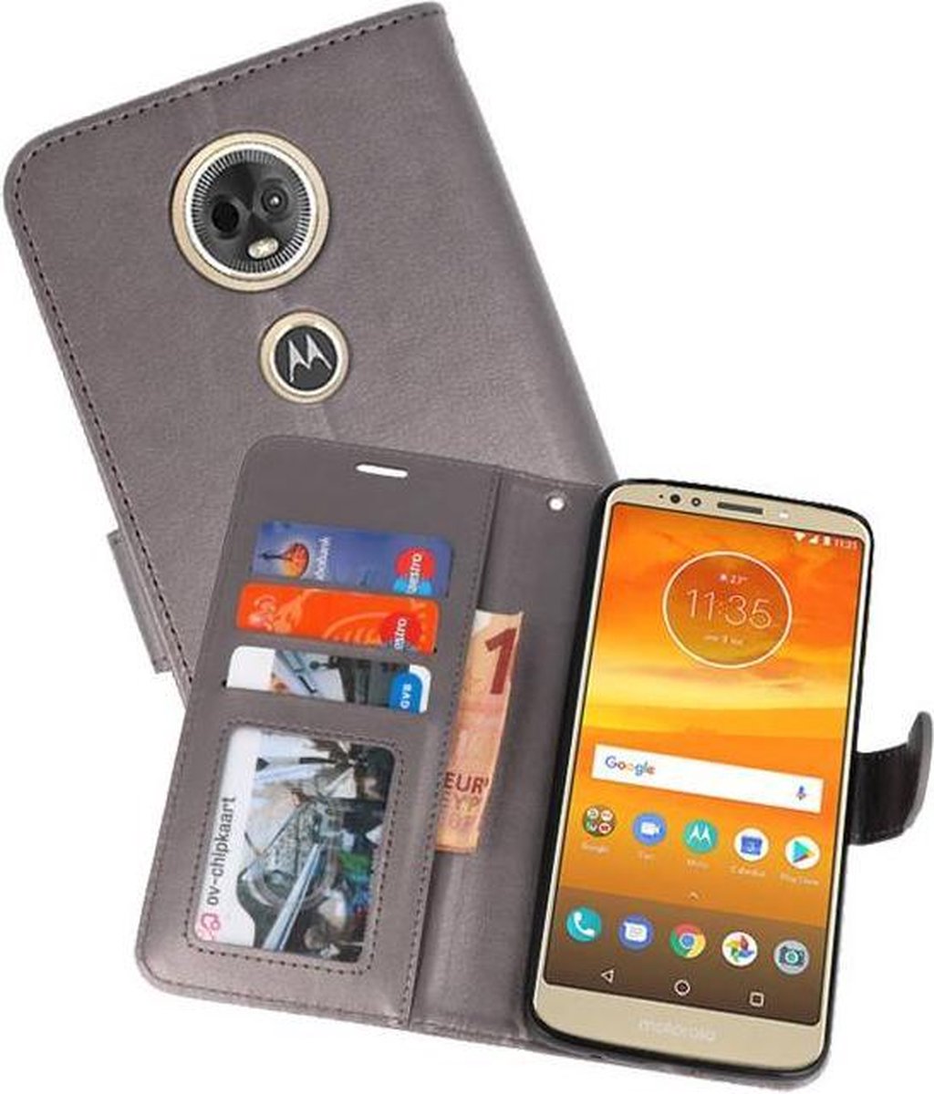 Wallet Cases Hoesje Geschikt voor Moto E5 Plus Grijs