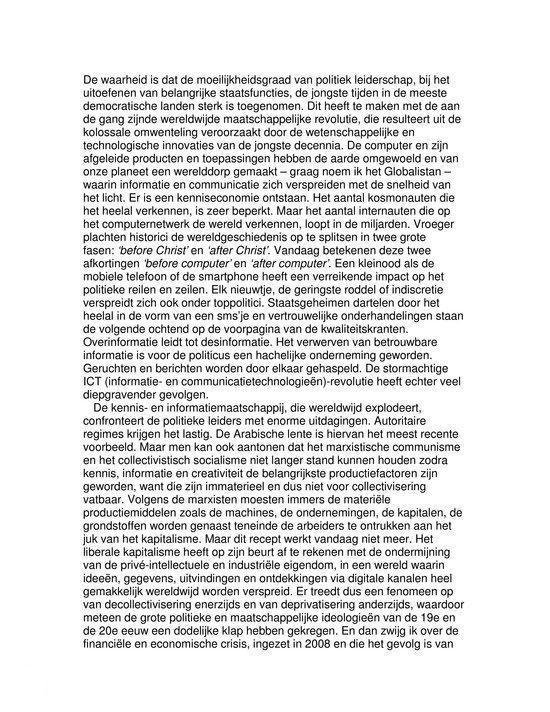 Tekstpagina uit een boek met een politieke analyse.
