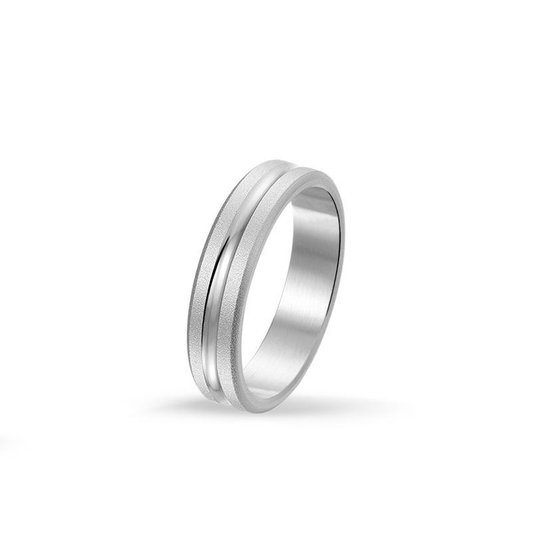 TRESOR Ring met satijnglanzend oppervlak en hoogglanzende groef - Zilver - 5mm breed