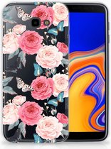 Geschikt voor Samsung Galaxy J4 Plus (2018) TPU Siliconen Hoesje Butterfly Roses