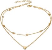 Multilayer dames choker Heartbeat Goudkleurig