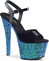 Pleaser Sandaal met enkelband, Paaldans schoenen -36 Shoes- SKY-309LG Paaldans schoenen Zwart/Blauw