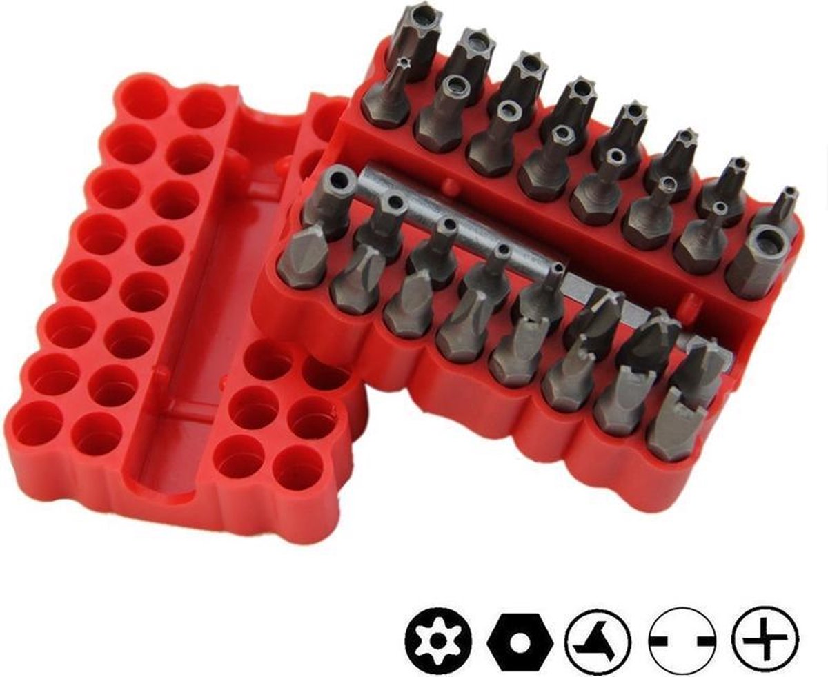 Geinxurn 25 mm/50 mm gemengde bitset 66 stuks (PH/PZ/TX/Hex/SL) S2 staal zeskantschacht magnetische slagvaste schroefbitset met bithouder en opbergdoos
