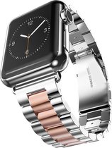 KELERINO. Metalen bandje geschikt voor Apple Watch 1/2/3 (42MM) 4 (44MM) (45MM) - Zilver / Rose Goud
