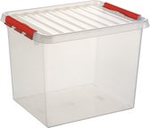 Boîte de rangement Sunware Q-Line - 52L - Plastique - Transparent / Rouge