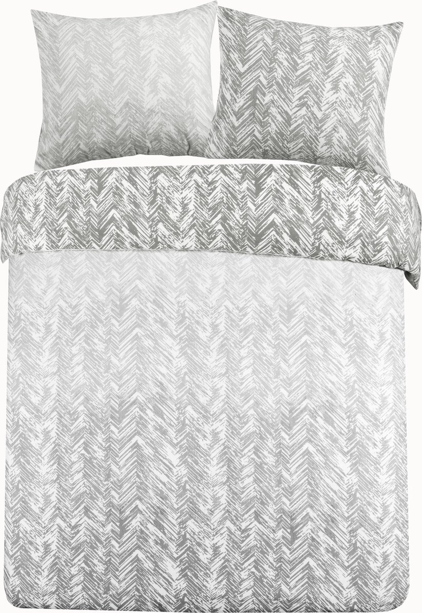 Day Dream Dex - Flanel - Dekbedovertrek - Tweepersoons - 200x200/220 cm + 2 kussenslopen 60x70 cm - Grijs