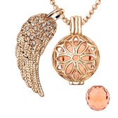 Quiges Engelenroeper 18mm Bolhouder met Ketting 90cm en Bolletje - Dames - Roségoudkleurig Bloem - EBS18129