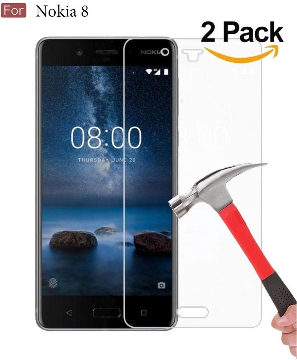 2 Stuk - Nokia 8 Glazen Screenprotector Tempered Glass (0.3mm)