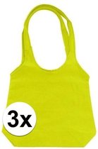3 x Limegroene opvouwbare tassen met hengsels 43 x 41 cm- Shoppers