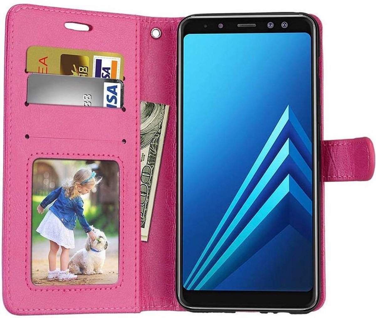 Telefoonhoes Geschikt voor: Samsung Galaxy A9 2018 portemonnee hoesje - Roze
