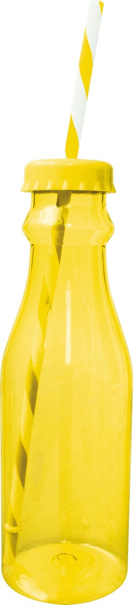 Zak!Designs Soda Waterfles - Incl. Rietje - Tritan/PP - 700 ml - Geel