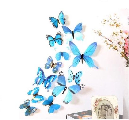 3D Stickers Vlinders - Muurstickers voor de slaapkamer - Blauw - Wanddecoratie voor kinderkamer