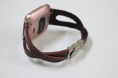 SmartphoneClip® Twist Leer Bruin Bandje geschikt voor Fitbit Versa | Versa 2 | Versa Lite