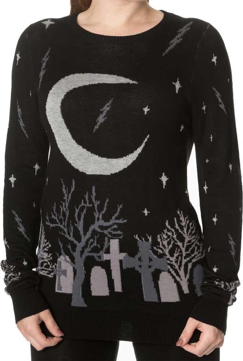 | Moon gebreide dames trui met Halloween kerkhof Frozen Snow Poster Dames Trui Grijs | Zavvi.nl