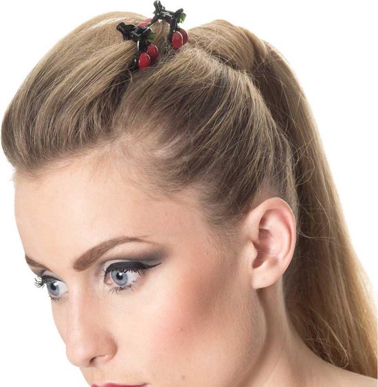 Accessoire pince à cheveux cerise Day Of Destiny noir / rouge - Vintage  Rockabilly -... | bol.com