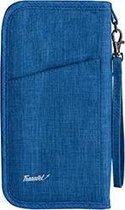 Travel wallet blauw jeans met hengsel - Reis portemonnee blauw met veel opbergplek - reisdocumenten houder - paspoorthoes.