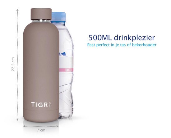 TIGR The Minimalist - Drinkfles - Thermosfles - RVS - 500ml - Taupe - TIGR