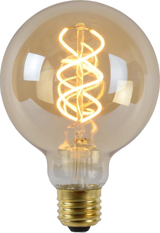 Lucide LED Bulb - Filament lamp - Ø 9,5 cm - LED Dimb. - E27 - 1x5W 2200K - Amber