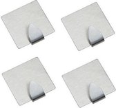 4x RVS handdoekhaakjes / ophanghaakjes - vierkant - zelfklevende haakjes