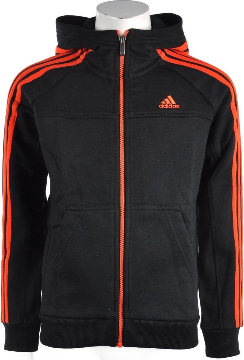 adidas Young Boys Essentials 3Stripes Full Zip Hood - Sporttrui - Kinderen  - Maat 128 | bol.com