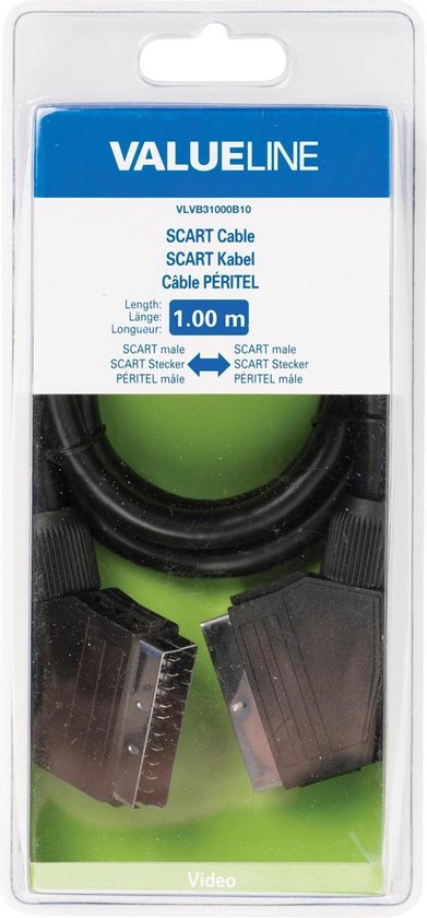 SCART Cable SCART Male - SCART Male 1.00 m Black - Valueline