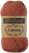 Scheepjes Catona Brick Red (504) PAK MET 10 BOLLEN a 50 GRAM.  INCL. Gratis Digitale vinger haak en brei toerenteller