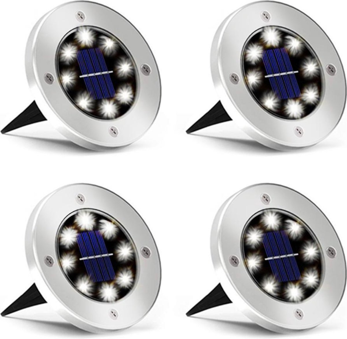 4x LED Grondspots Solar Tuin Set Tuinverlichting Zonne