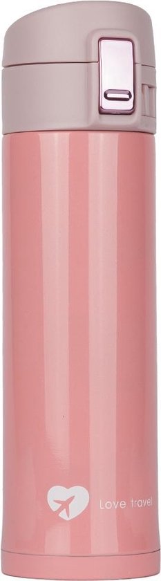 Travelsky Dubbelwandige Thermosfles - RVS - Cherry Pink