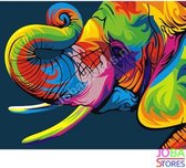 Schilderen op nummer "JobaStores®" Gekleurde Olifant 40x50cm