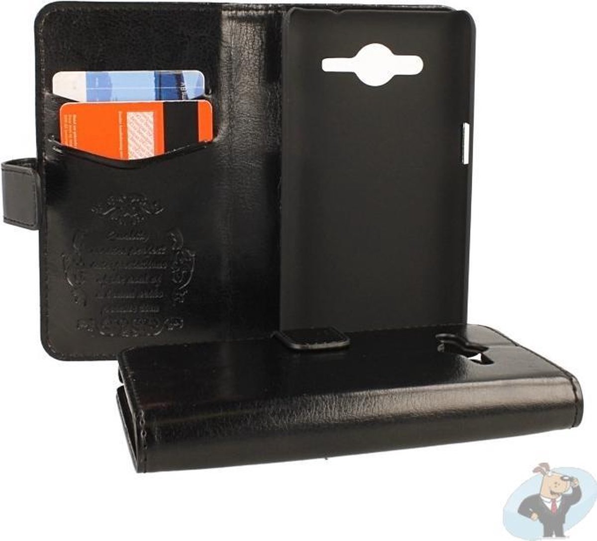 Samsung Galaxy Core 2 Portemonnee Hoesje - Classic Style Zwart
