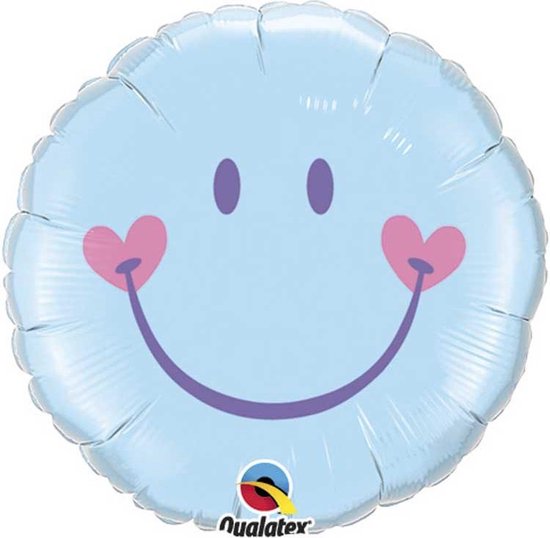 Lachend Gezichtje Lichtblauwe Ballon 46cm