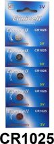 5x CR1025 Lithium Knoopcel Batterij