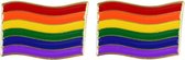 2x Regenboog gay pride kleuren metalen pin/broche/badge 4 cm - Regenboogvlag LHBT accessoires