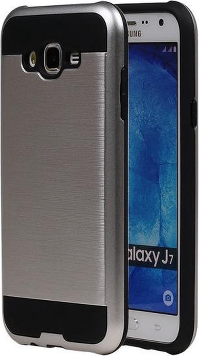Zilver BestCases Tough Armor TPU back cover hoesje voor Samsung Galaxy J7