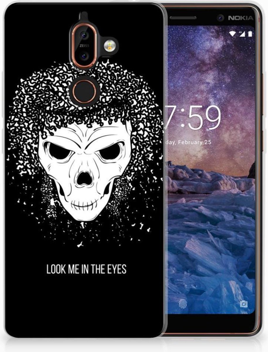 Silicone Back Case Nokia 7 Plus Skull Hair