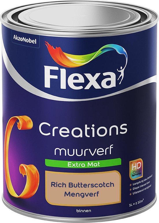 Flexa Creations - Muurverf Extra Mat - Rich Butterscotch - Mengkleuren Collectie- 1 Liter