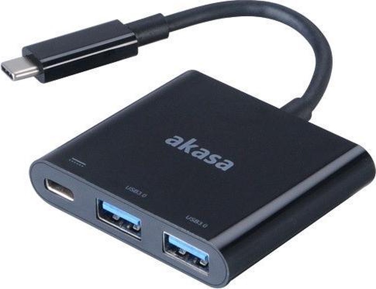 Akasa AK-CBCA08-15BK kabeladapter/verloopstukje USB Type-C 2 x USB 3.0, 1 x USB Type-C Zwart