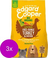 Edgard & Cooper Verse Biokalkoen & Biokip (vrije uitloop) Brok - Voor volwassen honden - Hondenvoer - 3 x 700g