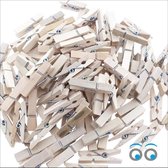 100 stuks - Mini knijpers - Houten clips voor foto's - Wasknijper - blank hout - 35 mm