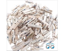 Mini knijpers - Houten clips voor foto's - Wasknijper - Hout - 35 mm - 100 Stuks