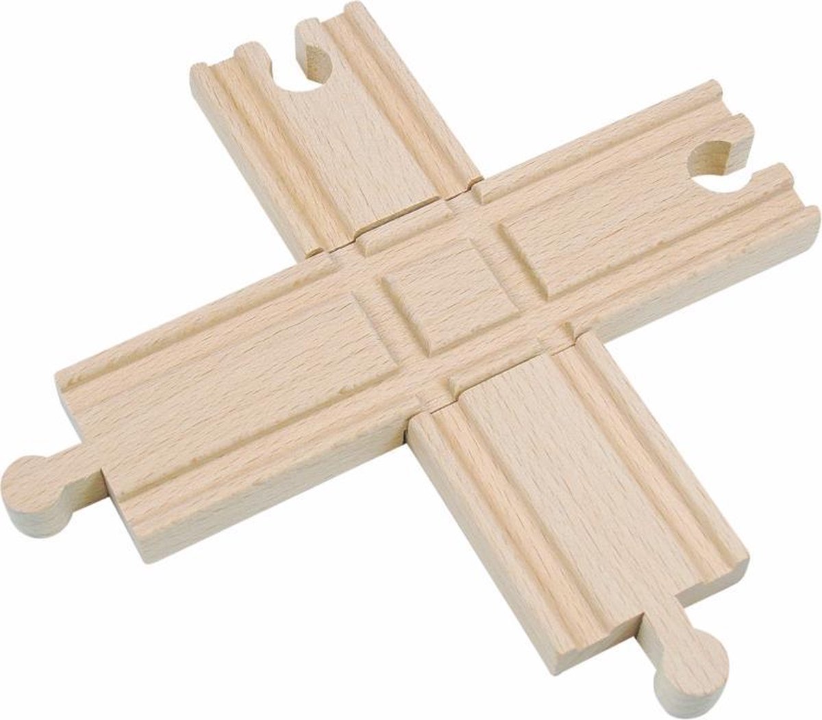Woody houten treinbaan kruising - accessoire voor speelgoedtreinen.